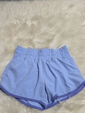 Athleta Light Blue Girls' Athletic Shorts with Purple Trim